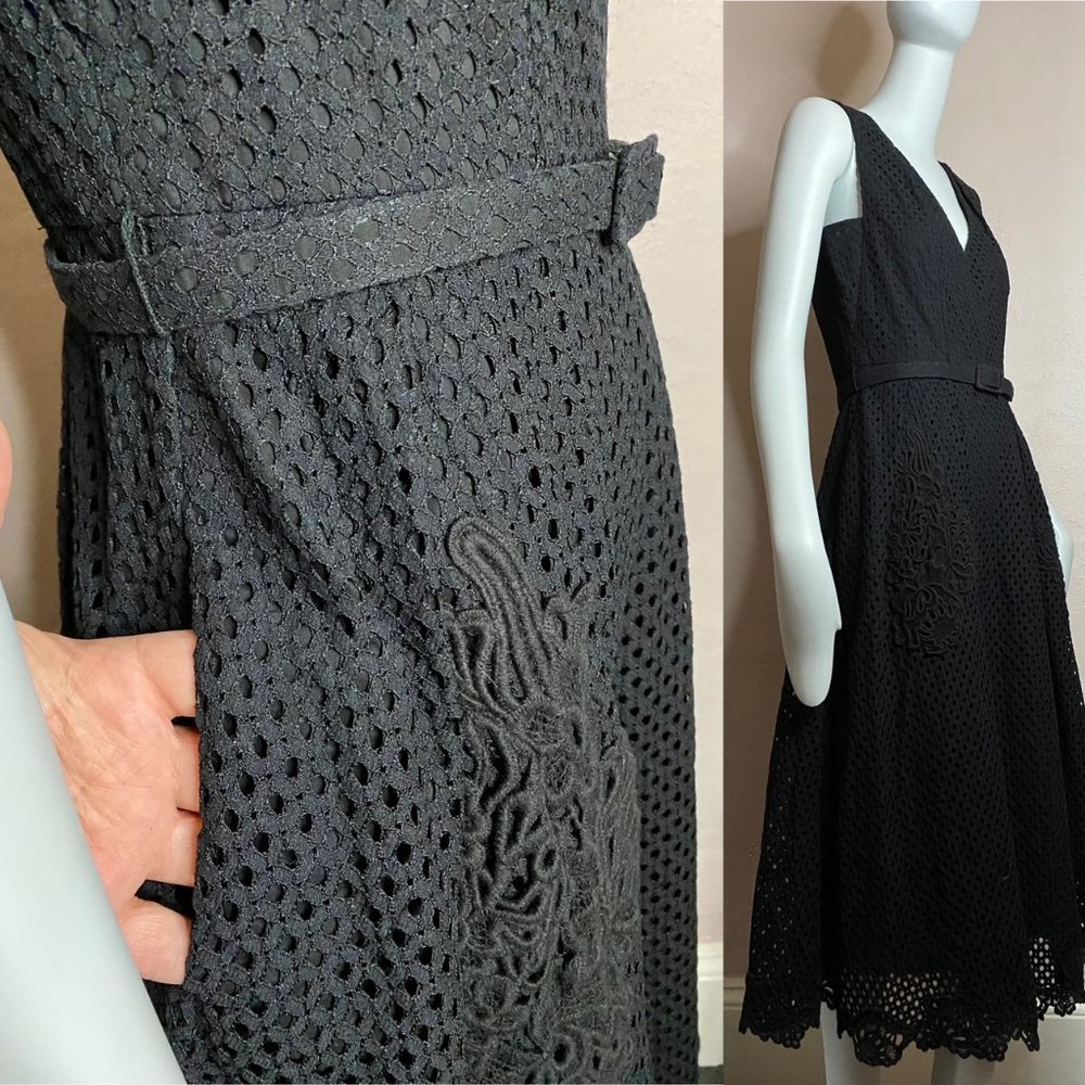 Little Black Dress eyelet fit & flare pockets sz 6